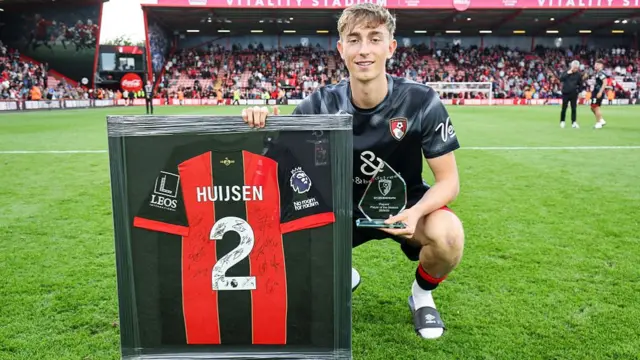 Real Madrid bound Dean Huijsen of Bournemouth who was voted Players' Player of the season