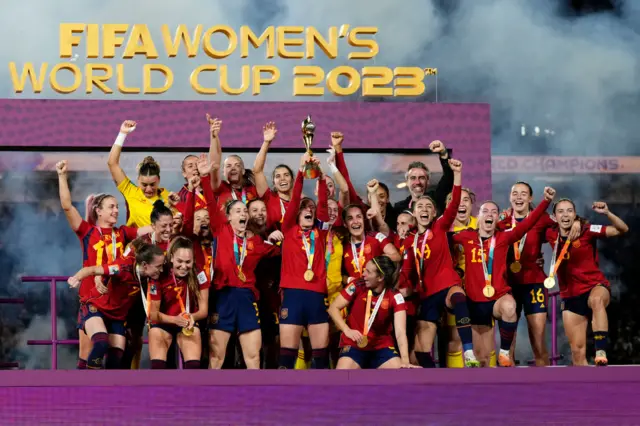 Spain celebrating World Cup win