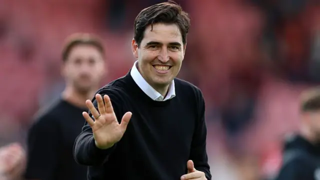 Andoni Iraola, Manager of AFC Bournemouth, celebrates