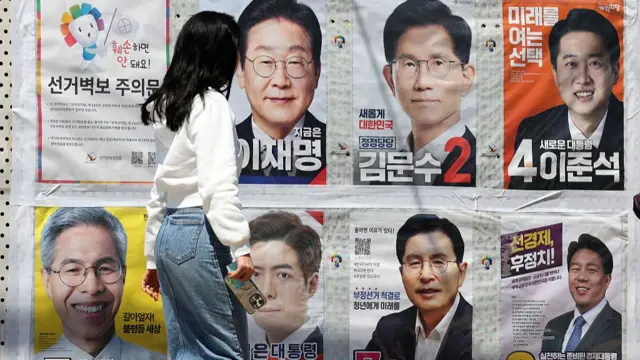 Posters of South Korea's presidential candidates