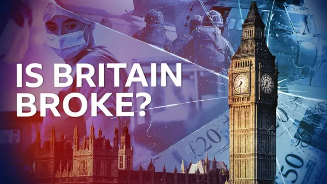 A composite image of Big Ben with the words "Is Britain Broke?"