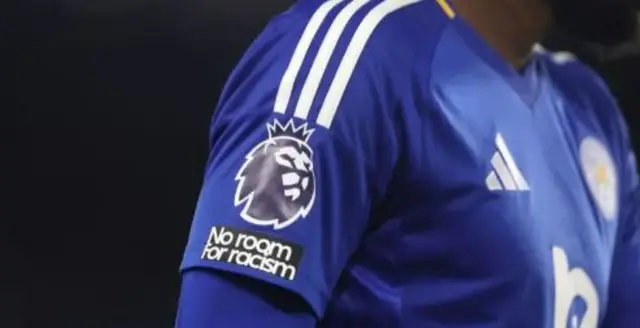 Premier League badge on a Leicester shirt