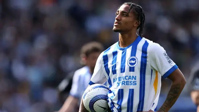 : Joao Pedro of Brighton & Hove Albion waits to take a penalty
