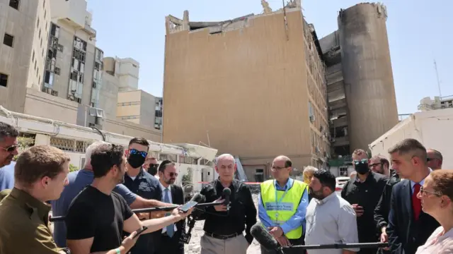 Israeli Prime Minister Benjamin Netanyahu speaks to the press as he visits the Soroka hospital complex, after it was hit by a missile fired from Iran, in Beer Sheva, Israel, 19 June 2025.