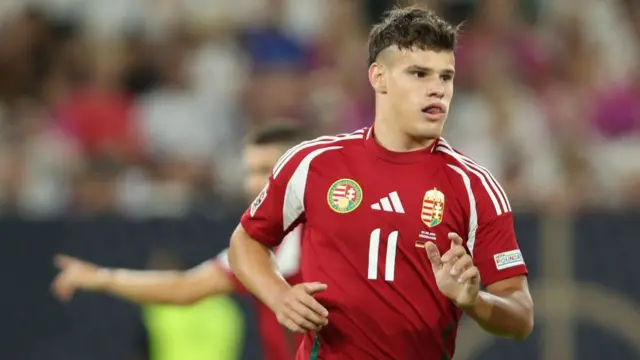 Milos Kerkez in action for Hungary