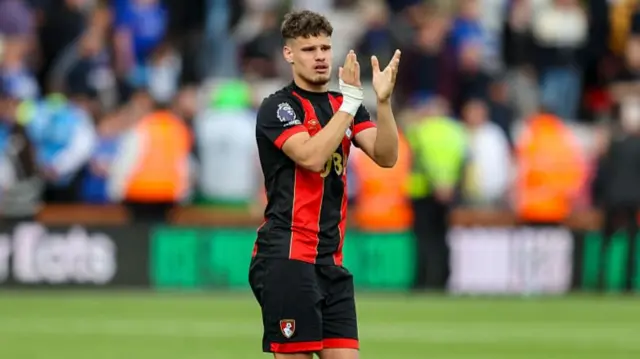 Milos Kerkez applauds Bournemouth fans