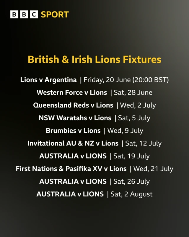 British and Irish Lions fixtures