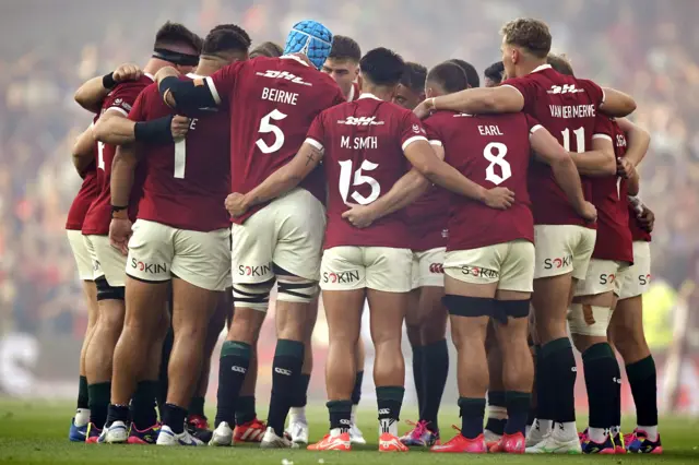 Lions huddle