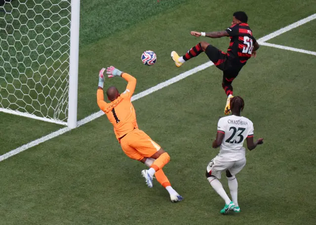 Plata taps wide as Sanchez dives to cover his near post