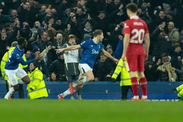Tarkowski scored a lasy-minute goal against Liverpool