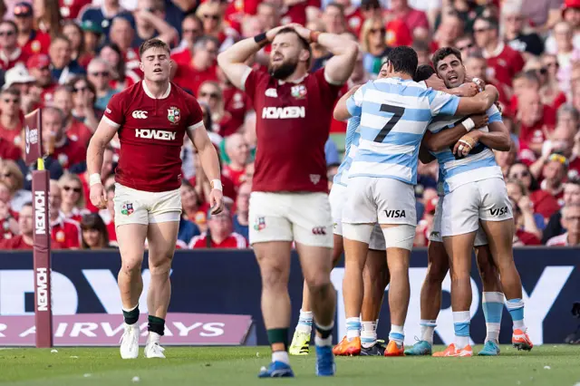 Tommy Freeman dejected after Argetina's try