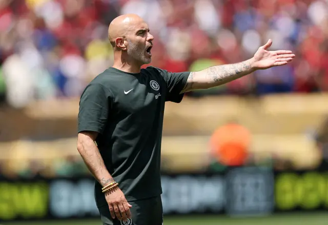 Maresca gesticulates with his players