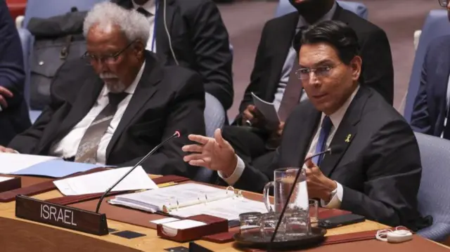 Iranian ambassador at UN Security Council meeting