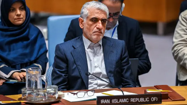 Iranian ambassador at UN Security Council meeting