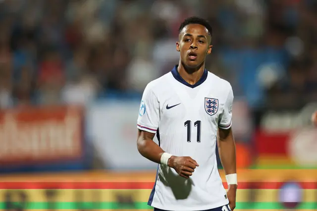 Omari Hutchinson looking on in an England kit