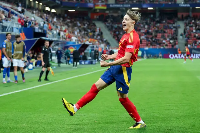 Jesus Rodriguez celebrating scoring for Spain U21