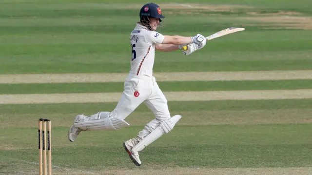 Charlie Allison in batting action for Essex