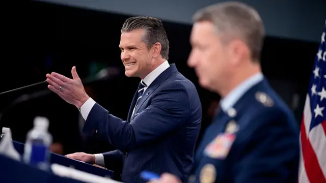 Pete Hegseth (left) and Gen Dan Caine earlier