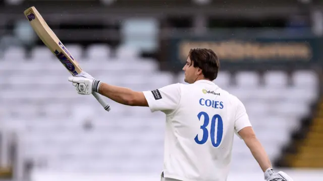 Sussex's James Coles celebrates his century
