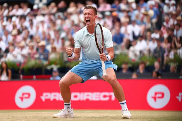 Jiri Lehecka celebrates at Queen's