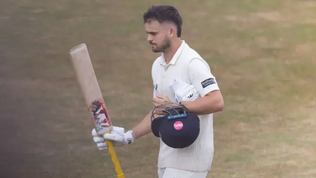 Joe Cracknell, Middlesex CCC acknowledges the applause following his innings of 112