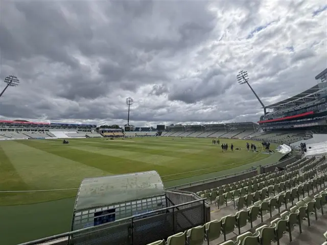 The conditions during warm ups at Edgbaston