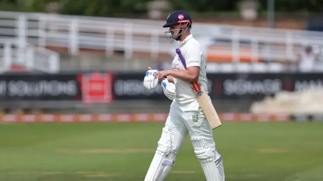 Durham captain Alex Lees walks off after being dismissed
