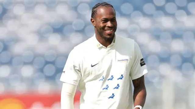 A smiling Jofra Archer