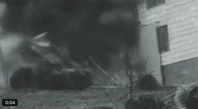 CCTV footage of the strike on Evin prison shows large plumes of smoke at the entrance