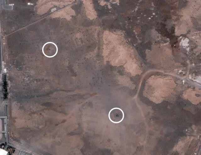 A satellite image of the Natanz nuclear site, after overnight US attacks