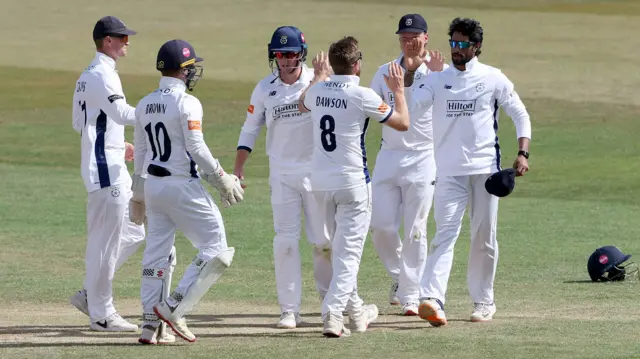 Hampshire celebrate wicket