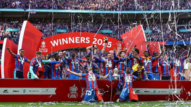 Crystal Palace lifting the FA Cup