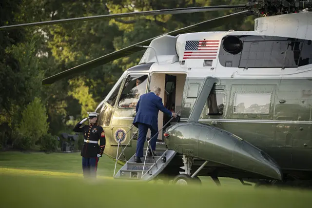 United States President Donald Trump depart from the White House to route The Hague, Netherlands