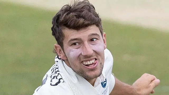Josh de Caires bowling for Middlesex