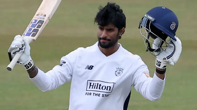 Tilak Varma celebrates scoring century