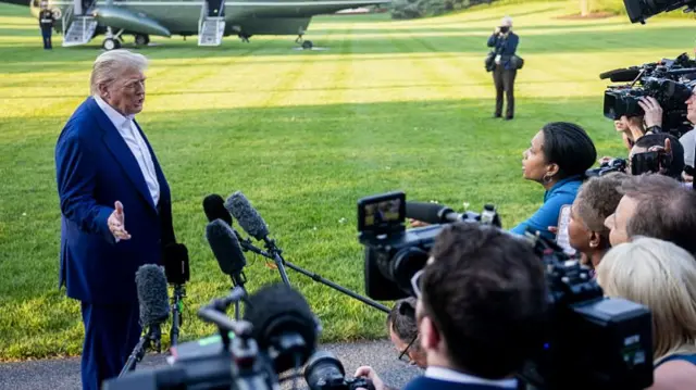 trump speaks with media