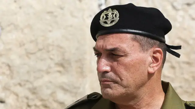 A file phoot of Israel's Chief of the General Staff, Lieutenant General Eyal Zamir. He is wearing a military uniform and military beret