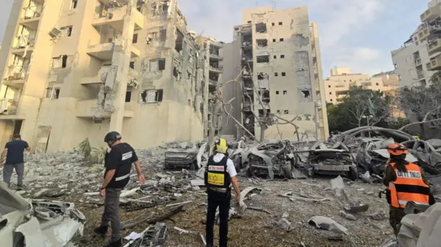 Rescuers at the scene in Beersheba