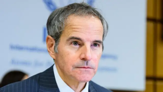 A file photo of Director General of the International Atomic Energy Agency (IAEA), Rafael Mariano Grossi. He is wearing a suit and looking off camera