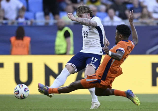 England's Harvey Elliott scores their first goal