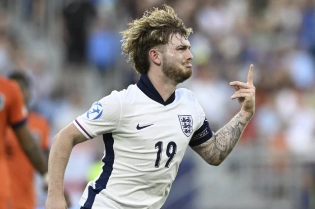 England's Harvey Elliott celebrates scoring their second goal