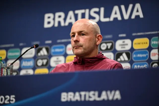 Lee Carsley, Head Coach of England, speaks to the media