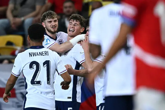 England celebrate a goal