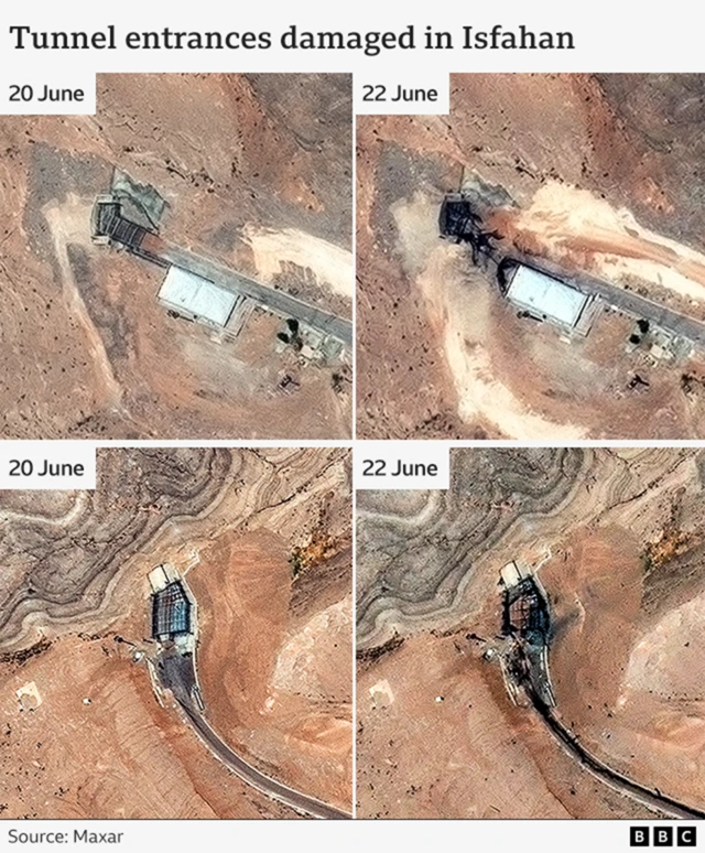 Before and after images of tunnel entrances at Isfahan