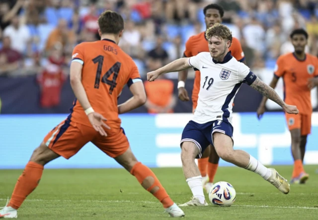 England's Harvey Elliott scores their second goal