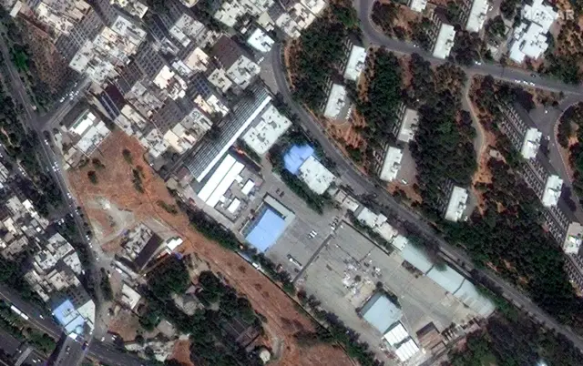 Satellite image showing Shahid Rajaei University in Tehran before it was hit by Israeli strikes.