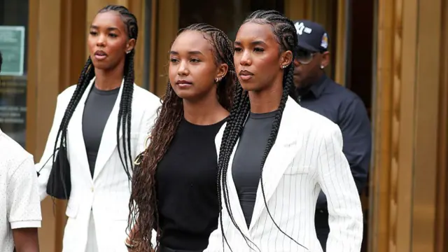Lila Combs, Chance Combs and Jessie Combs exit Sean Combs' sex trafficking and racketeering trial at Manhattan Federal Court on June 26, 2025
