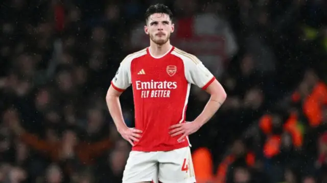 Declan Rice of Arsenal looks dejected