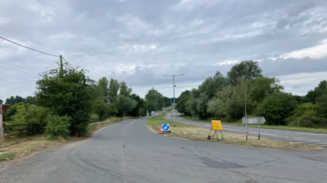 A view of the end of the old A12 road in Copdock.
