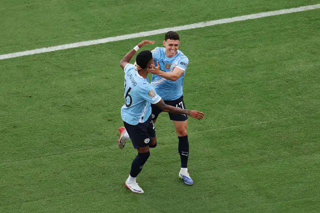 Phil Foden celebrates a goal